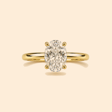 Дамски златен пръстен 14К с бял камък Oval Cut тип солитер 2.06 гр.